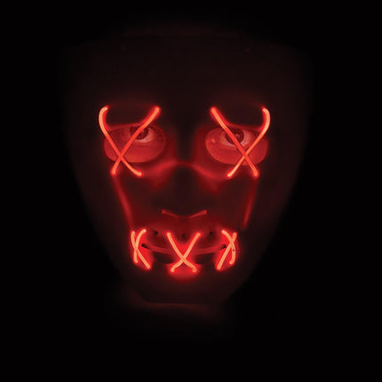Scary Glowing Light up Purge Mask White Face with Glowing Red Wire