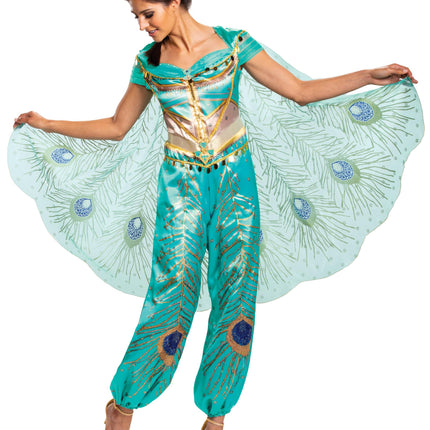 Disney Princess Women's Jasmine Teal Deluxe Adult Costume