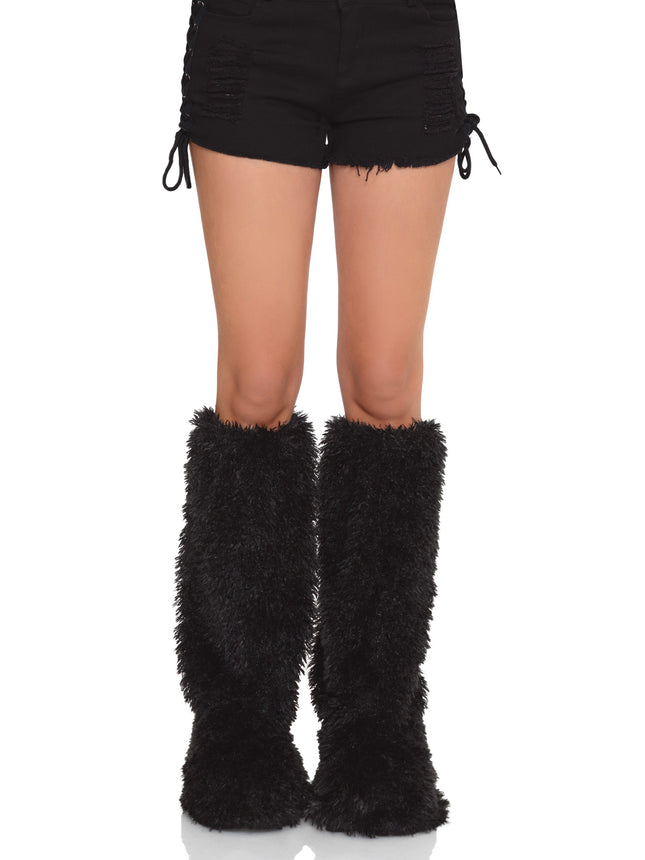 Furry Boot Covers - Black - O/S