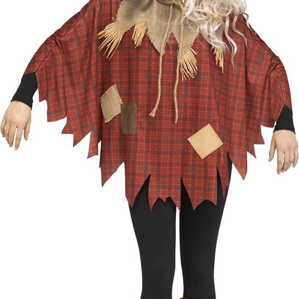 Plaid Patchwork Scary Crow Poncho Costume Accessory