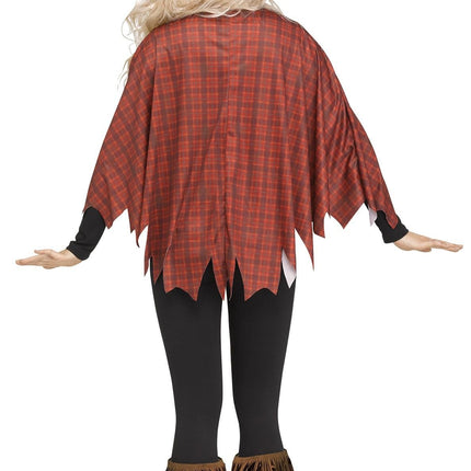 Plaid Patchwork Scary Crow Poncho Costume Accessory
