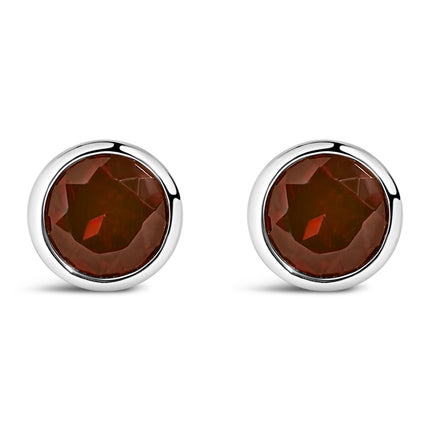 .925 Sterling Silver 6MM Bezel Set Created Purple Amethyst Solitaire Stud Earrings