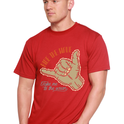 Ride The Wave Men's Bamboo Viscose/Organic Cotton Short Sleeve Graphic T-Shirt