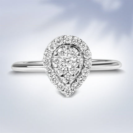 10K White Gold 3/8 Cttw Round-Cut Lab Grown Diamond Cluster Pear Promise Ring (G-H Color, VS2-SI1 Clarity) - Size 7