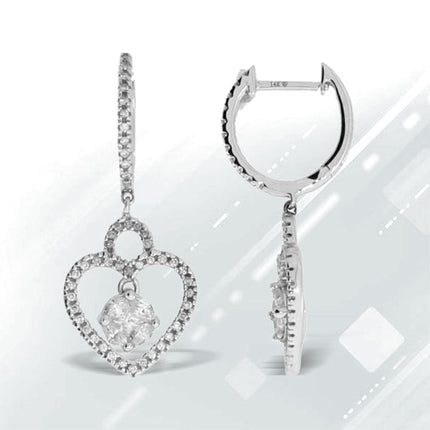 Natural .50ct Diamond Dangle Earrings 14KT White Gold
