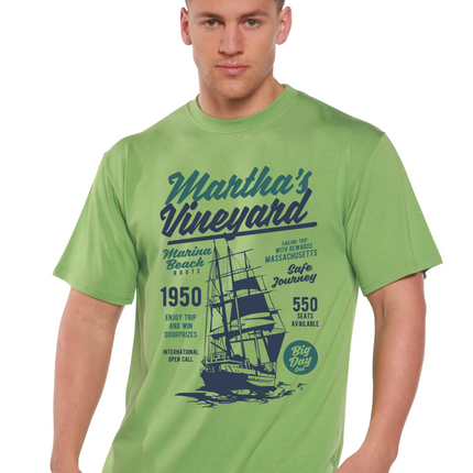 Martha's vineyard Men's Bamboo Viscose/Organic Cotton Short Sleeve Graphic T-Shirt