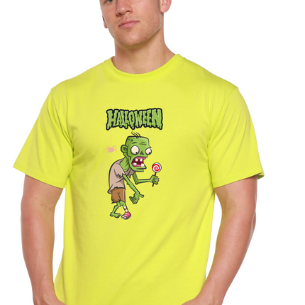 Halloween Green Monster Unisex Bamboo Viscose/Organic Cotton Short Sleeve Graphic T-Shirt