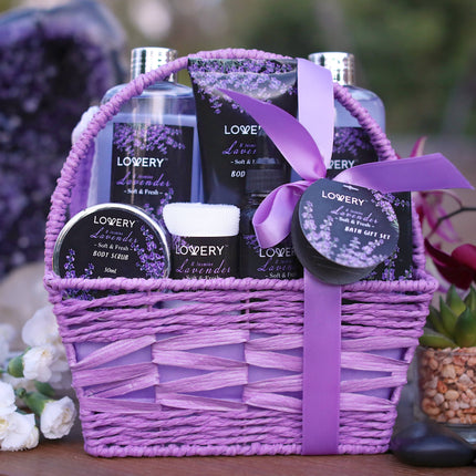 Baby Shower Gift Basket, Lavender Jasmine Body Care Bath Set