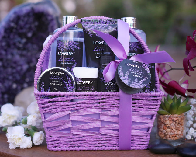 Baby Shower Gift Basket, Lavender Jasmine Body Care Bath Set