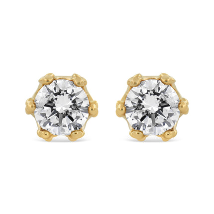 14K White Gold 1/2 Cttw Round Diamond Crown Stud Earring (I-J Color, I1-I2 Clarity)