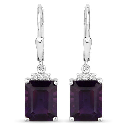 6.63 Carat Genuine Amethyst .925 Sterling Silver Earrings