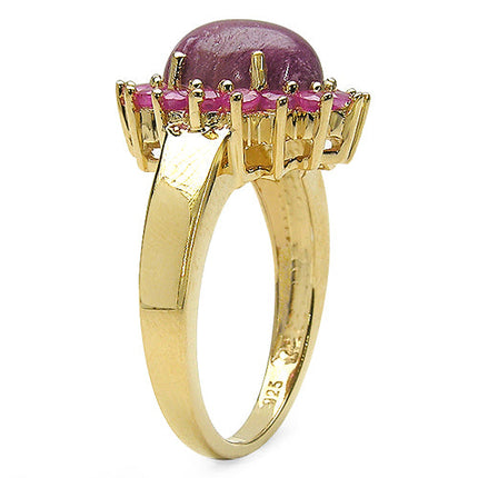14K Yellow Gold Plated 5.07 Carat Genuine Ruby .925 Sterling Silver Ring