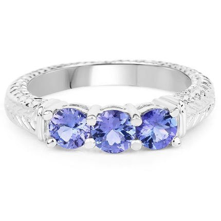 1.11 Carat Genuine Tanzanite .925 Sterling Silver Ring