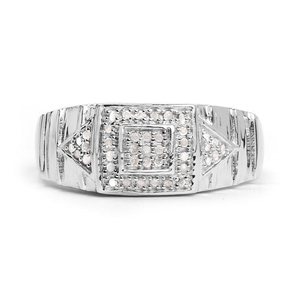 14K White Gold Plated 0.21 Carat Genuine White Diamond .925 Sterling Silver Ring