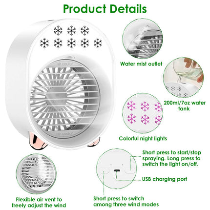 4-in-1 Portable Mini Desktop Water Mist Cooling Air Conditioner