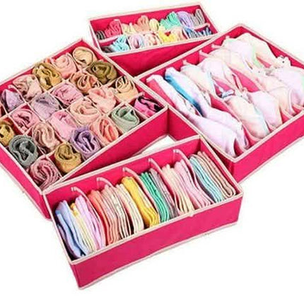 4-Pack: Collapsible Drawer Organizers - Pink