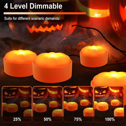 4-Pack: Halloween LED Pumpkin Lights Battery Operated with 2 Light Modes 4 Timer Setting