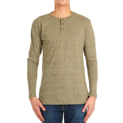 4-Pack: Men's Long-Sleeve Marled Henley Shirts - Size: Medium
