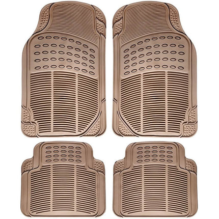 4-Pack: OxGord® Ridged Style 1st & 2nd Row Black Heavy Duty Rubber Floor Mat Set