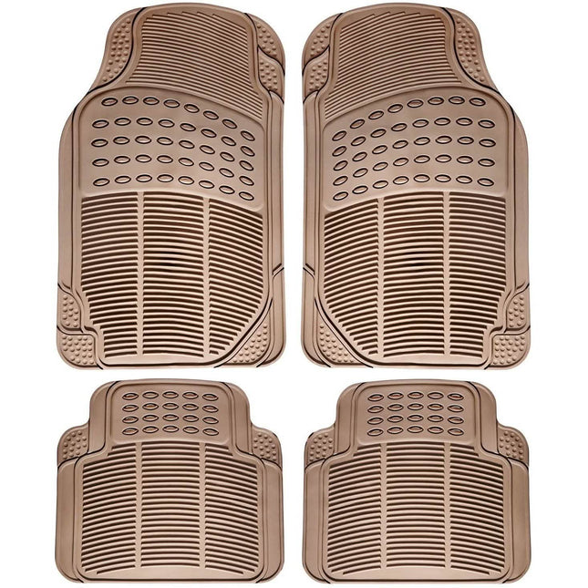 4-Pack: OxGord® Ridged Style 1st & 2nd Row Black Heavy Duty Rubber Floor Mat Set