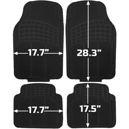 4-Pack: OxGord® Ridged Style 1st & 2nd Row Black Heavy Duty Rubber Floor Mat Set