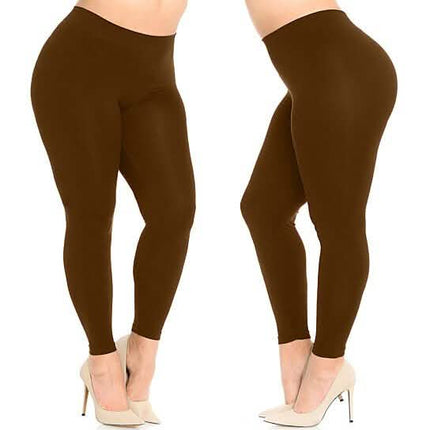 4-Pack: Plus Size Women's Ultra-Soft Stretchy Solid Yoga Leggings