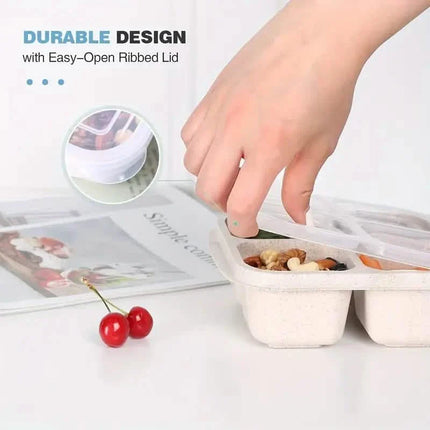4-Pack: Snack Container With 4 Compartments, Divided Bento Lunch Box With Transparent Lids