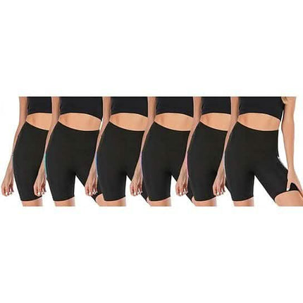 4-Pack: Women's High Waisted Biker Shorts with Pockets
