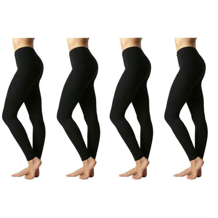 4-Pack: Women's Premium Cotton Full Length Leggings