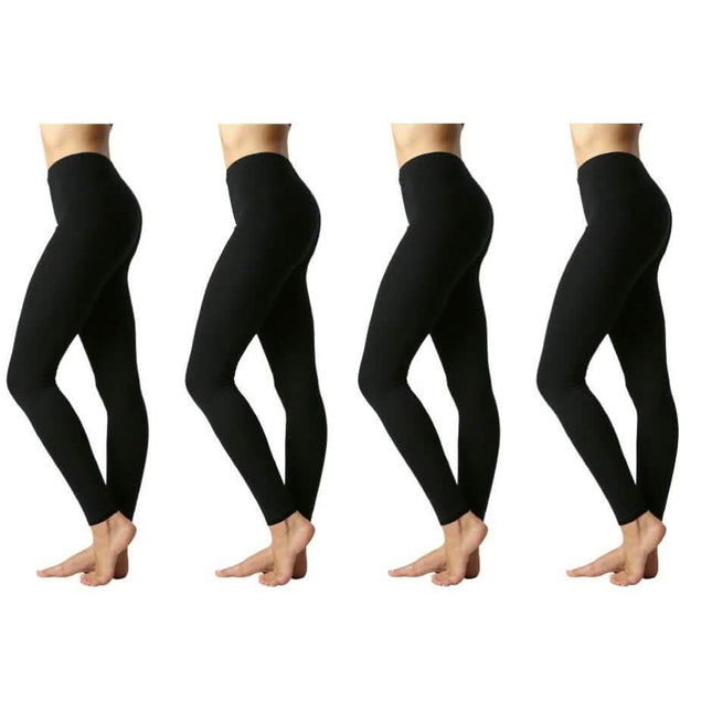 4-Pack: Women's Premium Cotton Full Length Leggings