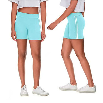 4-Pack: Women's Ultra-Soft Stretchy Athletic Workout Yoga Shorts with Stripes