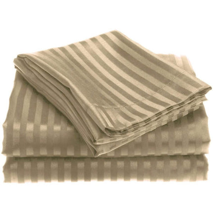 4-Piece: 1800 Series Brushed Microfiber Dobby Striped Sheet Set