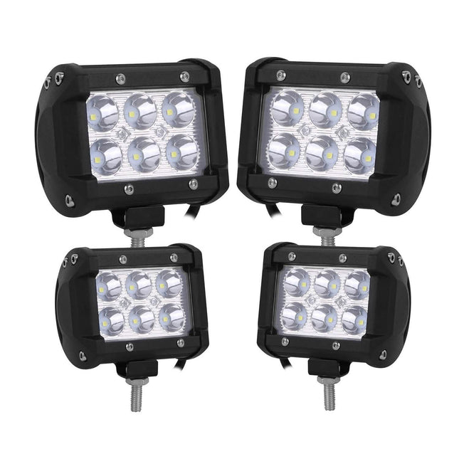 4-Piece: 4” 18W Dual Row LED Spot Light Pod