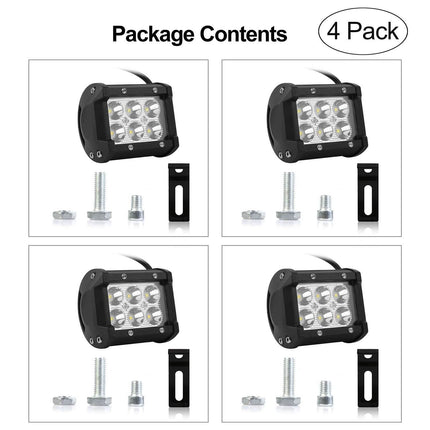 4-Piece: 4” 18W Dual Row LED Spot Light Pod