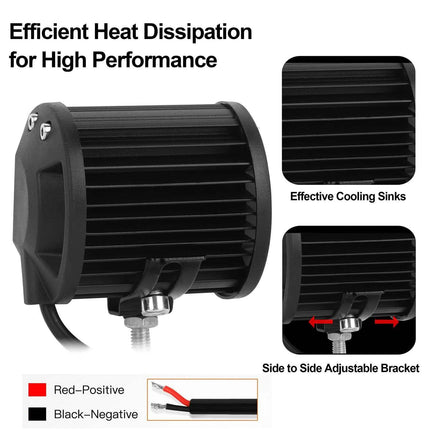 4-Piece: 4” 18W Dual Row LED Spot Light Pod