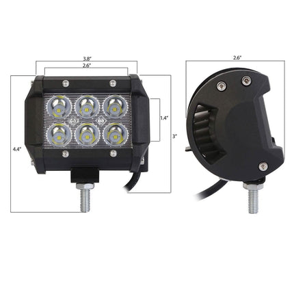 4-Piece: 4” 18W Dual Row LED Spot Light Pod
