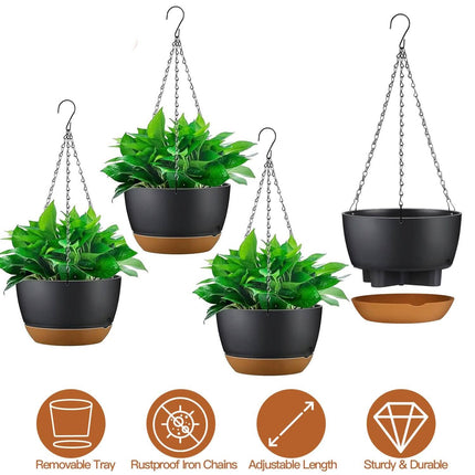 4-Piece: 9.64" Diameter Hanging Planter with Drainage Holes