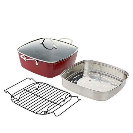 4-Piece: Curtis Stone Dura-Pan Chef Square Saute Set (Refurbished)