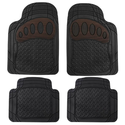 4-Piece Set: Trimmable ClimaProof™ Non-Slip Rubber Floor Mats With Footprint Design