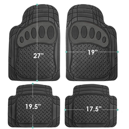 4-Piece Set: Trimmable ClimaProof™ Non-Slip Rubber Floor Mats With Footprint Design