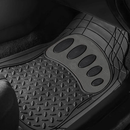 4-Piece Set: Trimmable ClimaProof™ Non-Slip Rubber Floor Mats With Footprint Design