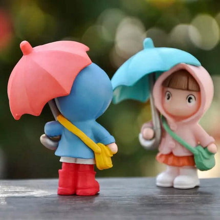 4-Piece Set: Umbrella Girl Figure Statue