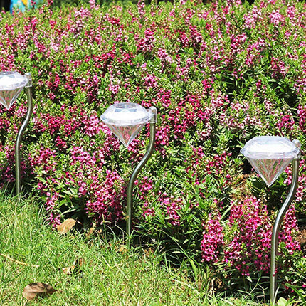 4-Piece: Solar Diamond LED Light Pathway Stake Decorative Lamp