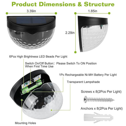 4-Piece: Solar Fence Outdoor Lights