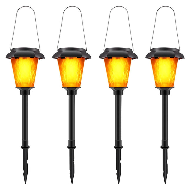 4-Piece: Solar Torch Outdoor Light with Flickering Flame