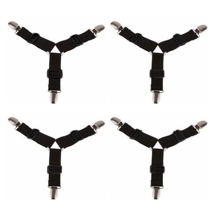 4-Piece: Triangle Bed Sheet Holder Fastener Grippers Clips Suspender Strap