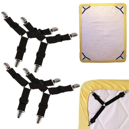 4-Piece: Triangle Bed Sheet Holder Fastener Grippers Clips Suspender Strap