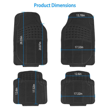 4-Pieces: Heavy Duty PVC Rubber Automotive Floor Mats with Trimmable Design