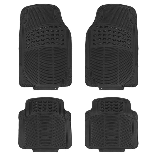 4-Pieces: Heavy Duty PVC Rubber Automotive Floor Mats with Trimmable Design