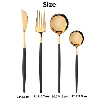 4-Pieces: Mirror Polish Dinnerware Set Stainless Steel Cutlery Set Flat Tableware